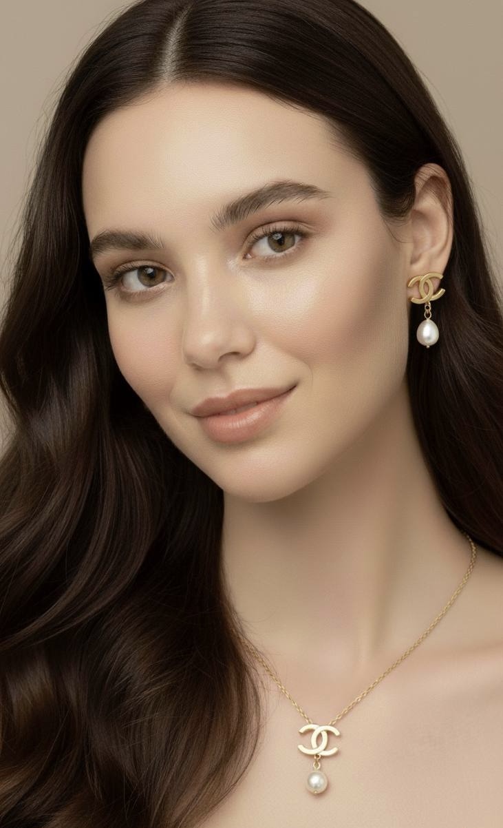 طقم Chanel مع لؤلؤ
